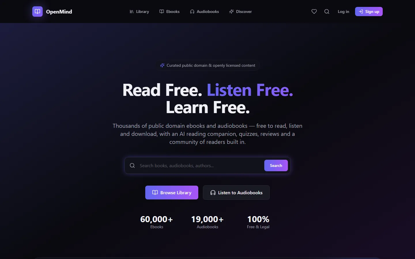 OpenMind Library home page